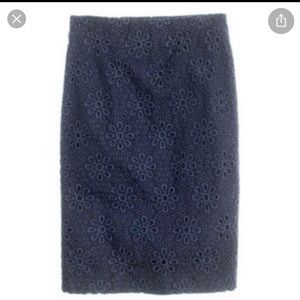 Jcrew no.2 pencil skirt pinwheel lace Daisy in navy